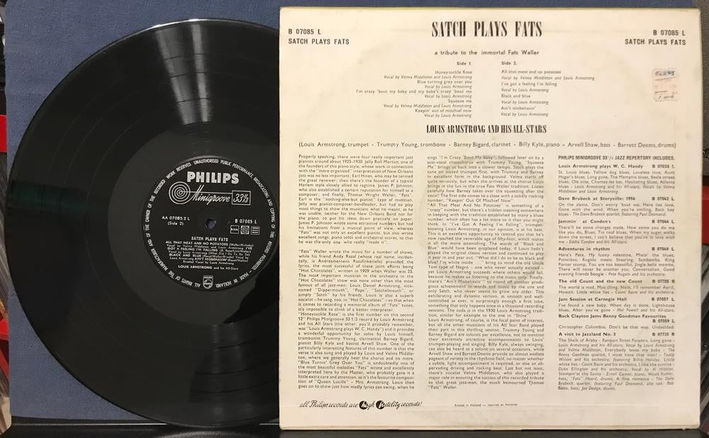 LOUIS ARMSTRONG AND HIS ALL-STARS~SATCH PLAYS FATS~'56 PHILIPS HOLLAND LP~WALLER