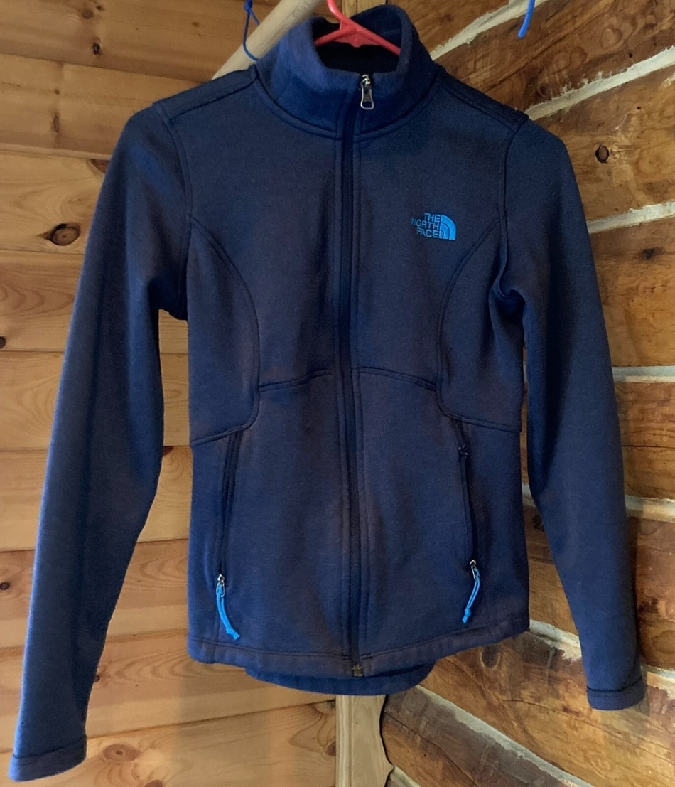 The North Face Women's XS Agave Softshell Full Zip Fleece Jacket Dark Blue C656