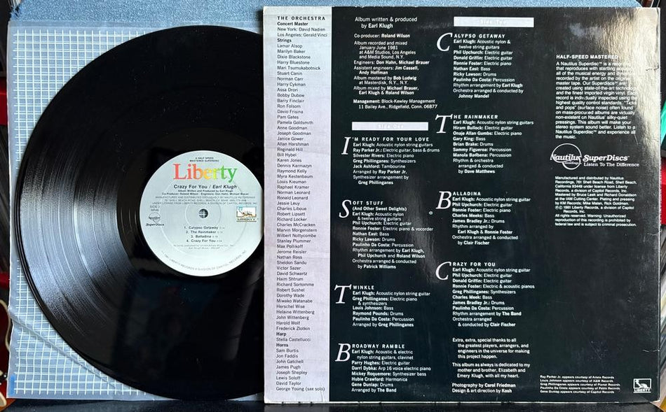 EARL KLUGH CRAZY FOR YOU~1981 NAUTILUS HALF-SPEED MASTER SUPERDISC AUDIOPHILE LP