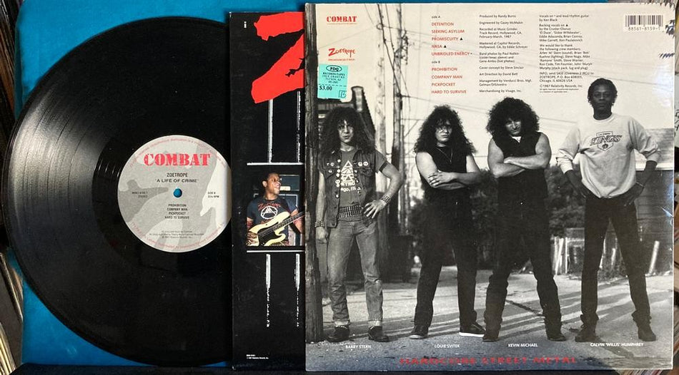 ZOETROPE LIFE OF CRIME~NM- 1987 COMBAT QUIEX AUDIOPHILE LP~DIE CUT~INNER~THRASH