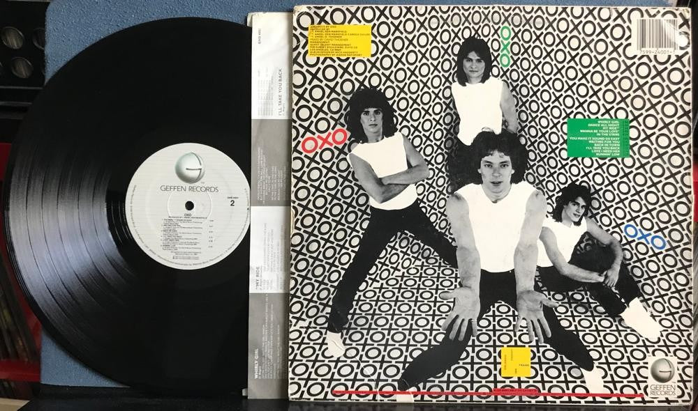 OXO SELF-TITLED LP~1983 GEFFEN GOLD STAMP PROMO LP w/HYPE STCKR~INNER~GREEN CVR