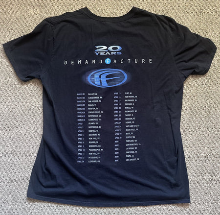 FEAR FACTORY T-SHIRT~2015 TOUR~DEMANUFACTURE 20 YEARS~XL~GILDAN~BLACK~EXC COND
