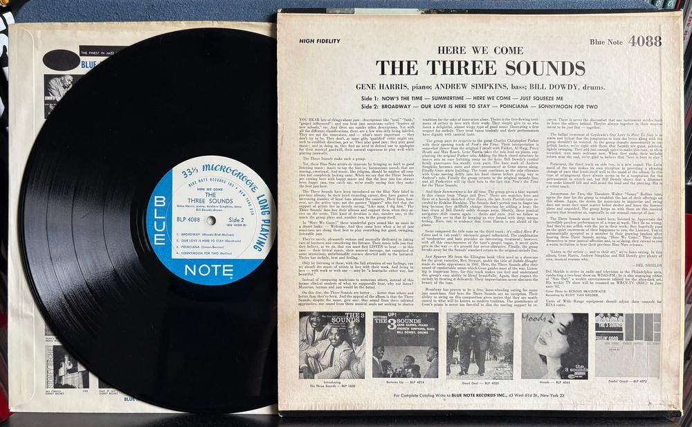 THE THREE SOUNDS HERE WE COME~ORIG 1961 MONO BLUE NOTE LP~RVG~EAR~GENE HARRIS