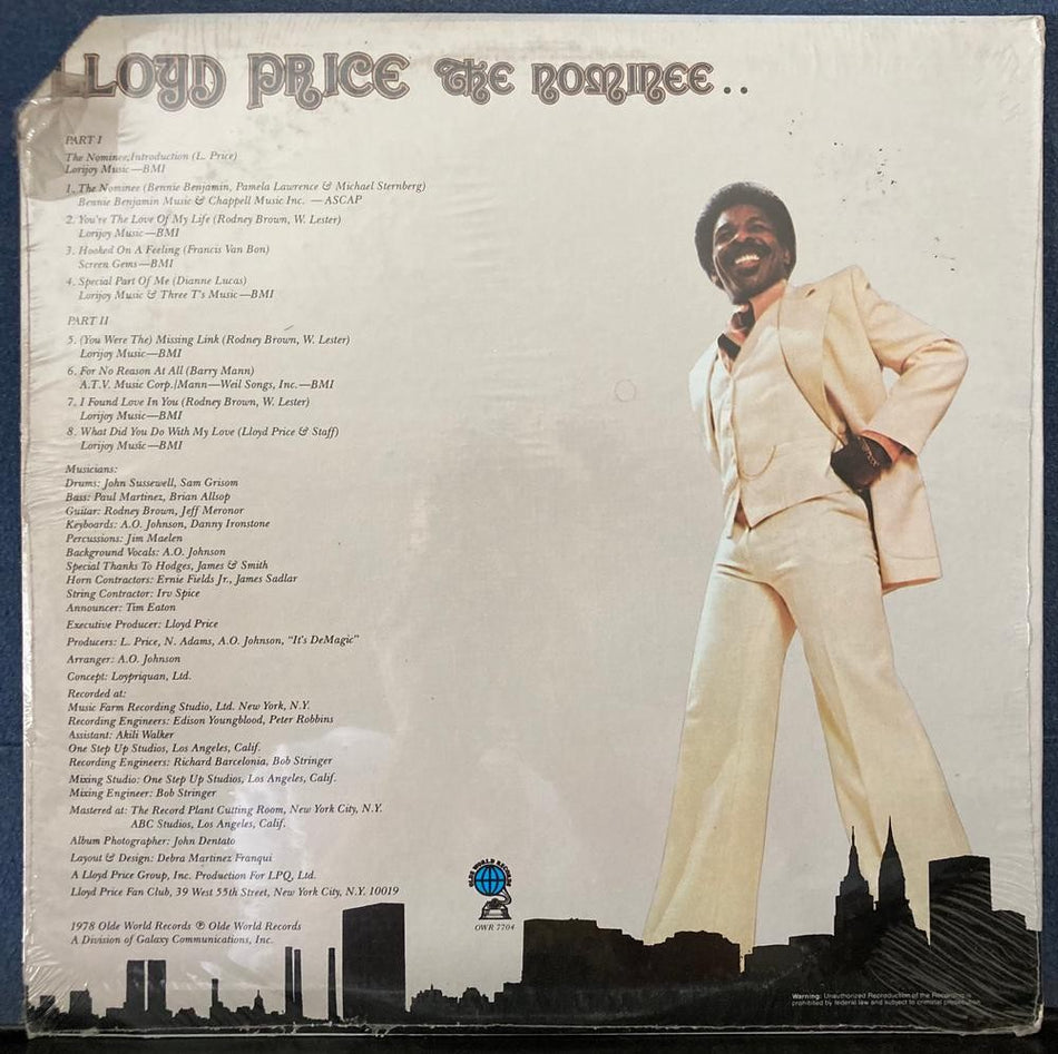LLOYD PRICE THE NOMINEE~SEALED ORIG 1978 ODE WORLD RECORDS 1st PRESS LP~OWR 7704