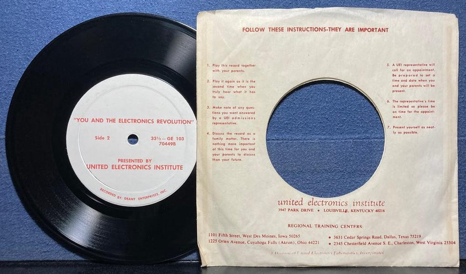 UNITED ELECTRONICS INSTITUTE~YOU AND THE ELECTRONICS REVOLUTION~1967 7-INCH SNGL