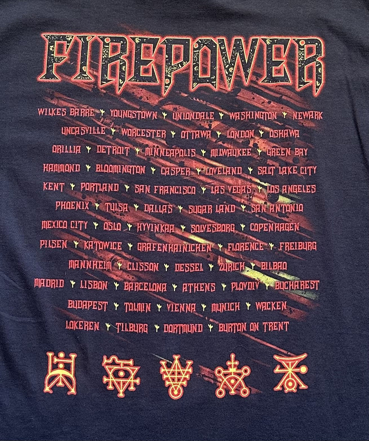 JUDAS PRIEST T-SHIRT~2018 TOUR~FIREPOWER~XL~DELTA~BLACK~EXC COND~METAL~RARE