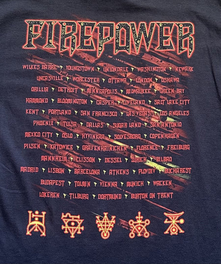 JUDAS PRIEST T-SHIRT~2018 TOUR~FIREPOWER~XL~DELTA~BLACK~EXC COND~METAL~RARE