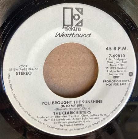 CLARK SISTERS YOU BROUGHT THE SUNSHINE~NM ORIG 1983 WLP WESTBOUND 45~PROMO