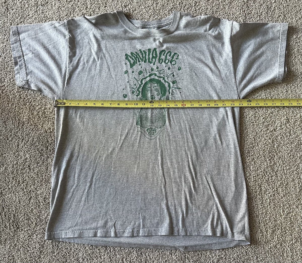 DÁVILA 666 T-SHIRT~2011 TOUR~XL~GILDAN~GREY~EXC COND~METAL~VERY RARE