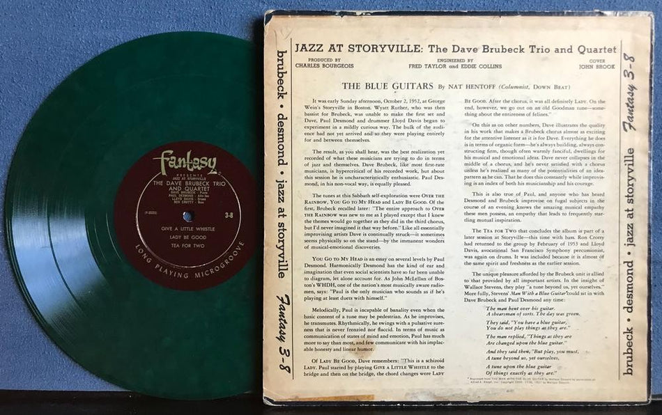 DAVE BRUBECK~PAUL DESMOND~JAZZ AT STORYVILLE~1953 MONO DEEP GROOVE GREEN 10-INCH