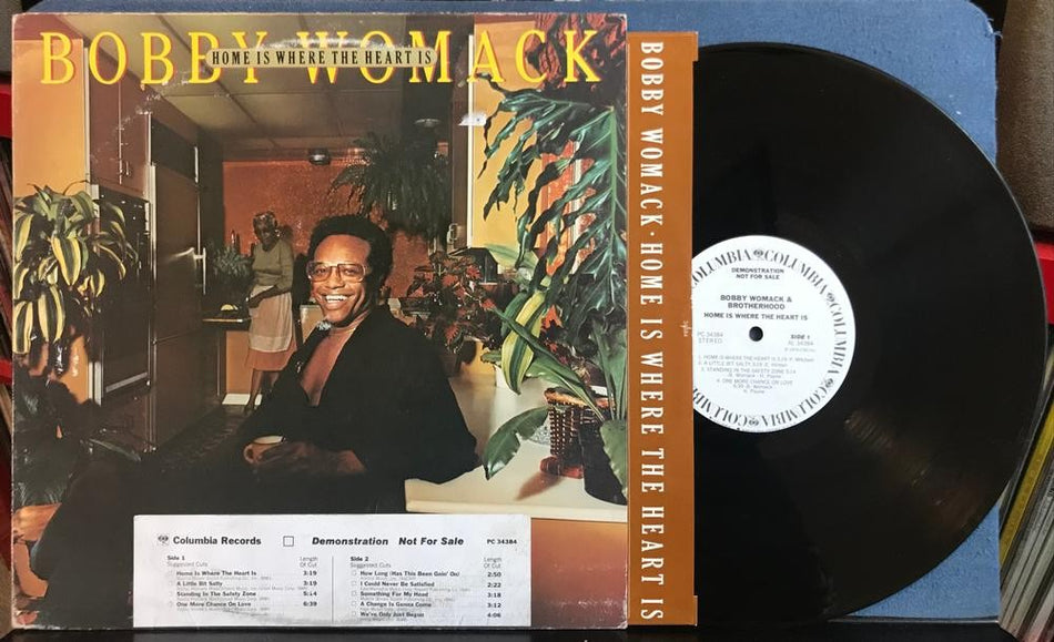BOBBY WOMACK HOME IS WHERE THE HEART IS~NM- '76 WHITE LBL PROMO~TIMING BAR~INNER