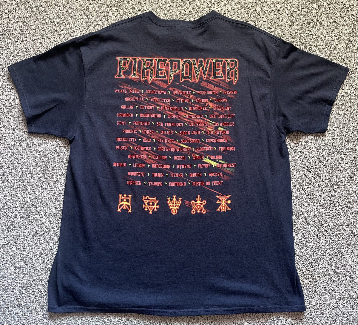 JUDAS PRIEST T-SHIRT~2018 TOUR~FIREPOWER~XL~DELTA~BLACK~EXC COND~METAL~RARE
