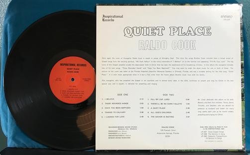 RALDO COOK QUIET PLACE~VG++/VG++ OG GOSPEL LP~XIAN~INSPIRATIONAL RECORDS~FLORIDA