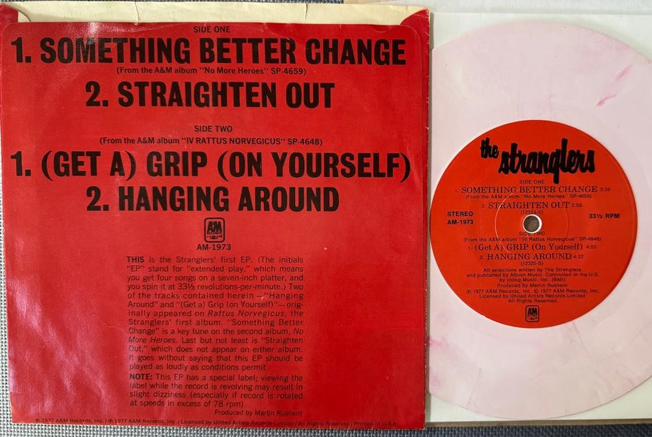 THE STRANGLERS SOMETHING BETTER CHANGE~RARE 1977 PINK MARBLE 7' EP PIC SLV~PUNK