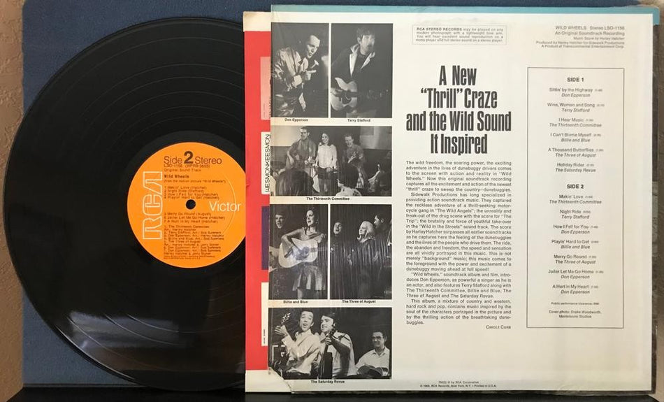 WILD WHEELS SCORE OST SOUNDTRACK~1969 RCA DEEP GROOVE LP w/SHRINK~HARLEY HATCHER