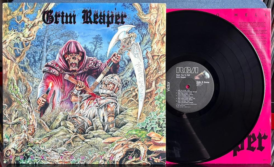 GRIM REAPER ROCK YOU TO HELL~VG++ 1987 RCA VICTOR PROMO COPY LP~INNER SLV~NWOBHM