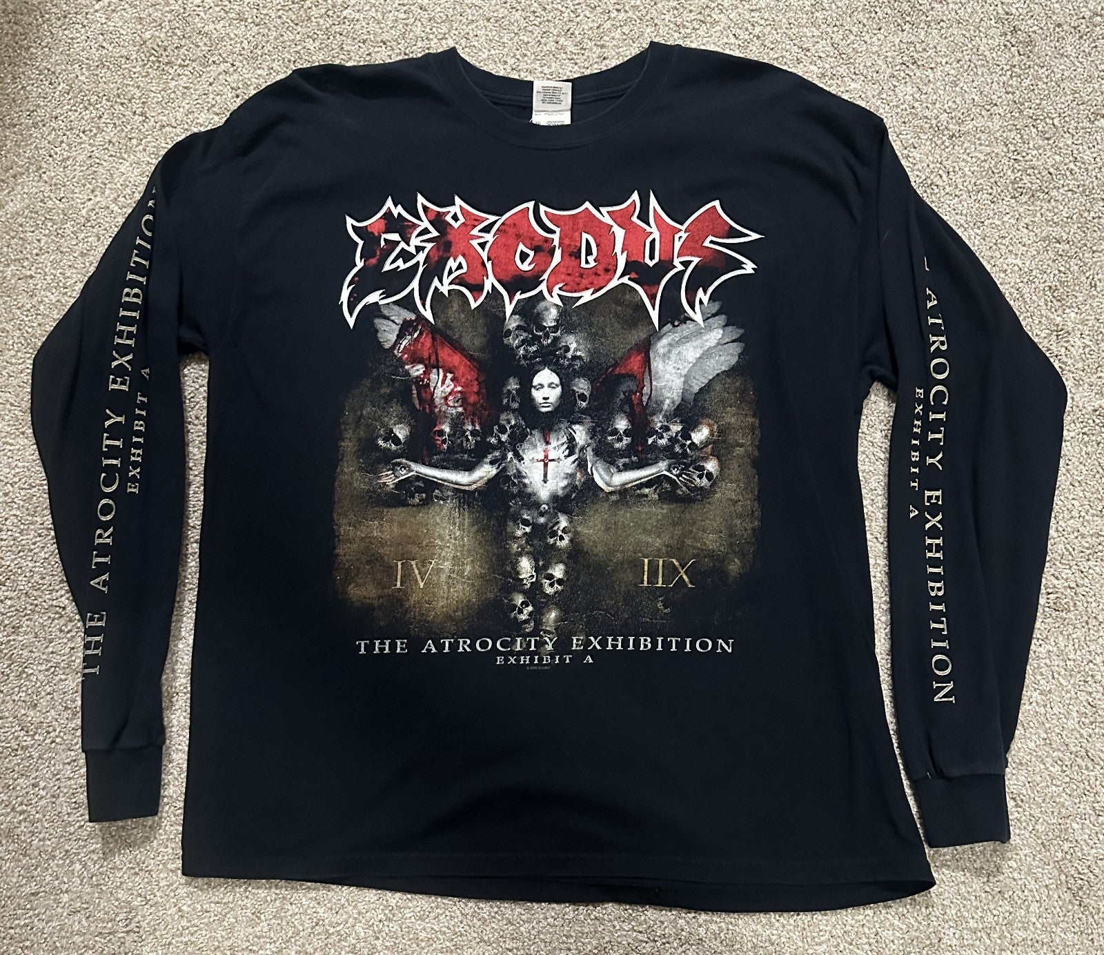 EXODUS CONCERT LONG SLEEVE T-SHIRT~2008 TOUR~THE ATROCITY EXHIBITION~BLACK~XL