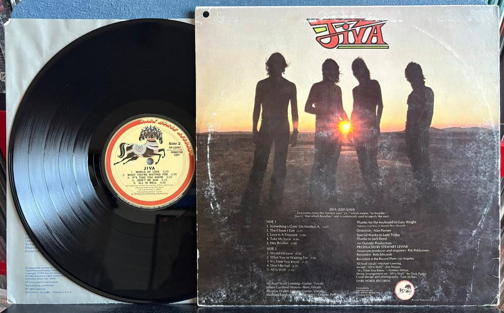 JIVA 1975 SELF-TITLED LP~DARK HORSE RECORDS PROMO COPY w/INNER~POP ROCK~STRAUSS