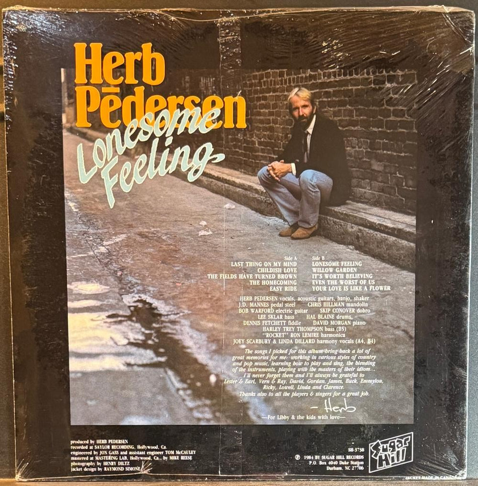 HERB PEDERSEN LONESOME FEELING~SEALED 1984 BLUEGRASS LP~CHRIS HILLMAN