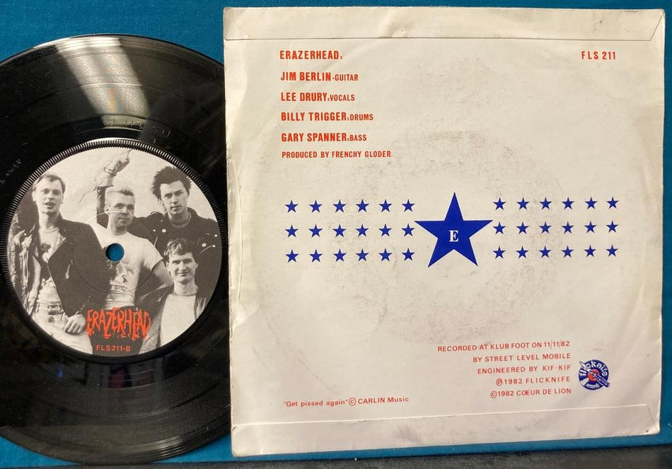 ERAZERHEAD LIVE at KLUB FOOT 11/11/82 7' UK PICTURE SLEEVE~KGB~STUTTGART STOMP+2