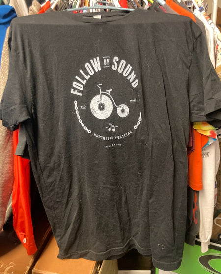 VTG FOLLOW BY SOUND BROOKLYN NORTHSIDE FESTIVAL T-SHIRT~BIKES & MUSIC~LRG~BLACK
