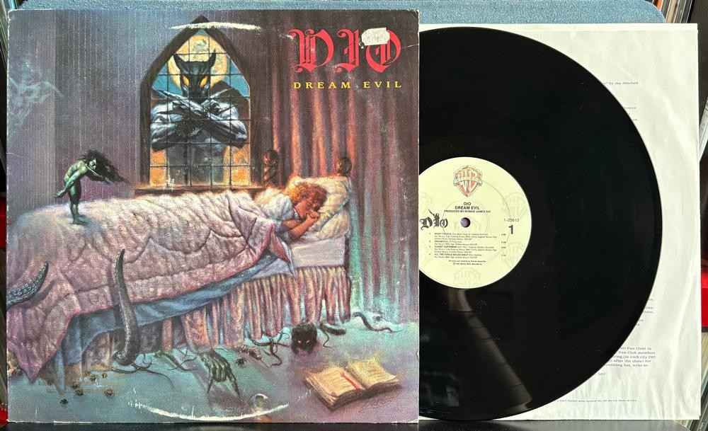 DIO DREAM EVIL~OG 1987 PROMO COPY LP w/INNER SLV~DMM~STERLING~RONNIE JAMES~METAL