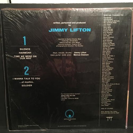 JIMMY LIFTON S/T~NM/NM- ORG 1984 ORPHAN LP~LYRIC INSERT~SHRINK~ELECTRO SYNTH POP