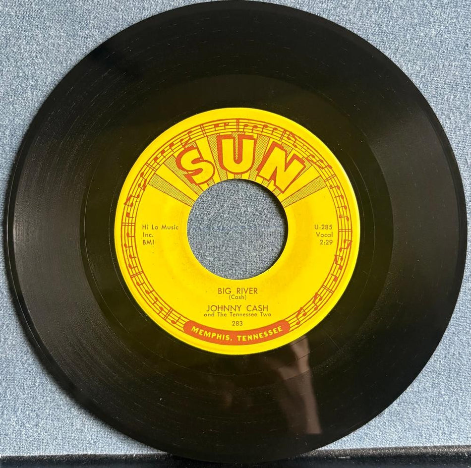 JOHNNY CASH~BALLAD OF A TEENAGE QUEEN / BIG RIVER~1957 SUN 7-INCH 45~ROCKABILLY