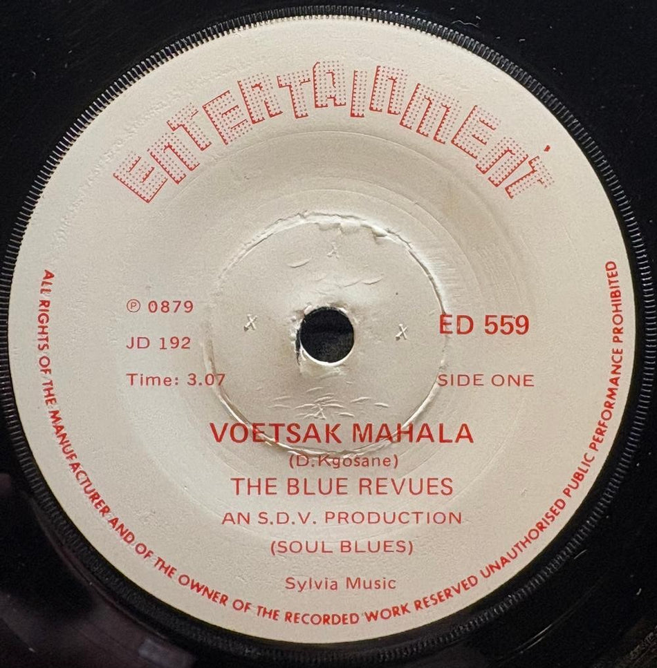 SOUTH AFRICAN 45: BLUE REVUES~VOETSAK MAHALA /DIK LIP~ENTERTAINMENT 7'~SOUL~HEAR