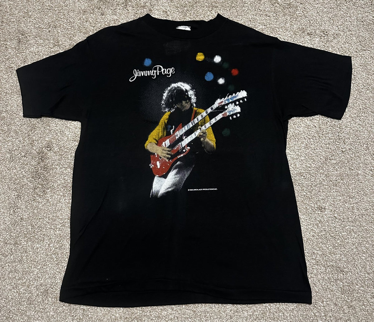 VINTAGE JIMMY PAGE & THE FIRM~1980s TOUR T-SHIRT~XL~BLACK~EXC COND~SINGLE-STITCH