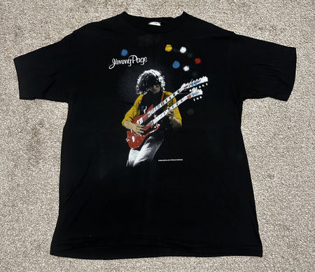 VINTAGE JIMMY PAGE & THE FIRM~1980s TOUR T-SHIRT~XL~BLACK~EXC COND~SINGLE-STITCH