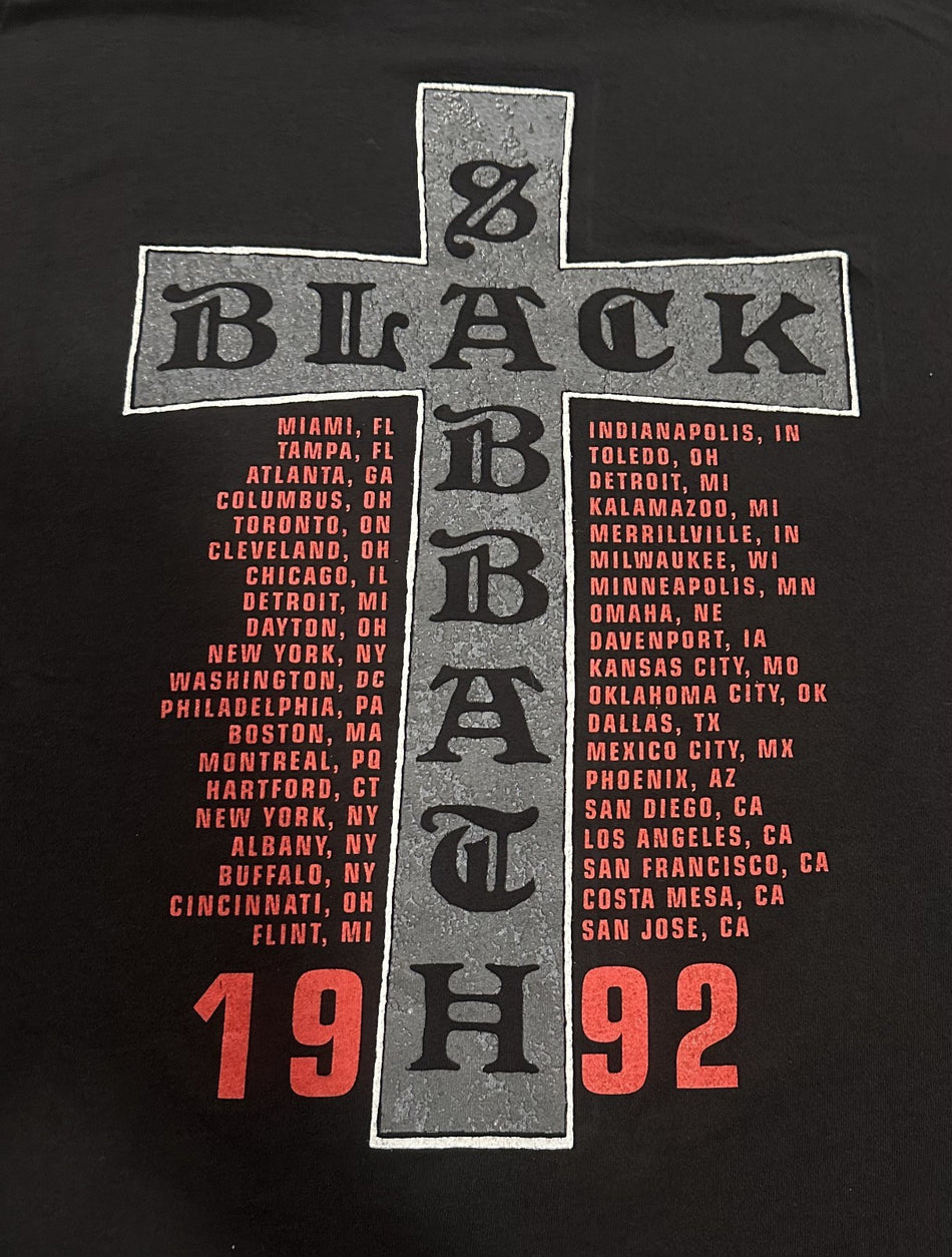 BLACK SABBATH CONCERT T-SHIRT~SINGLE-STITCH~1992~DEHUMANIZER TOUR~LG~BLACK~VTG