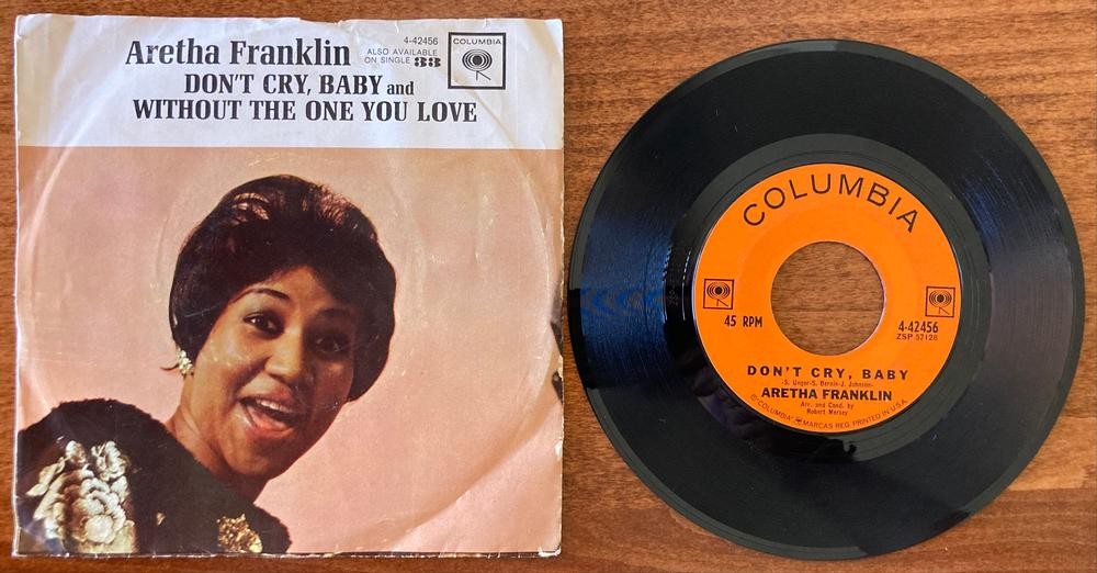 ARETHA FRANKLIN~DON'T CRY, BABY~ORIG 1962 COLUMBIA 7-INCH PIC SLV 45~SOUL~VOCAL