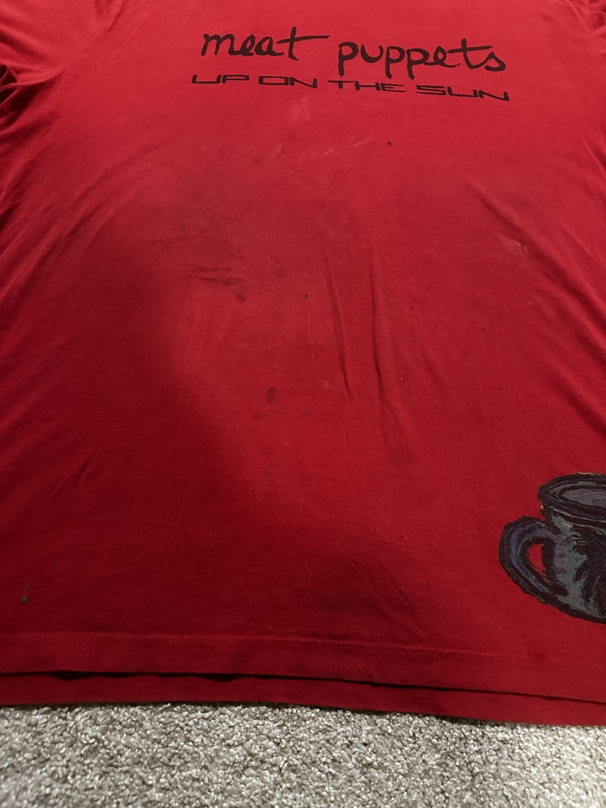 MEAT PUPPETS BAND T-SHIRT~UP ON THE SUN~ORIGINAL~RED~2XL~CANVAS~RARE~VINTAGE