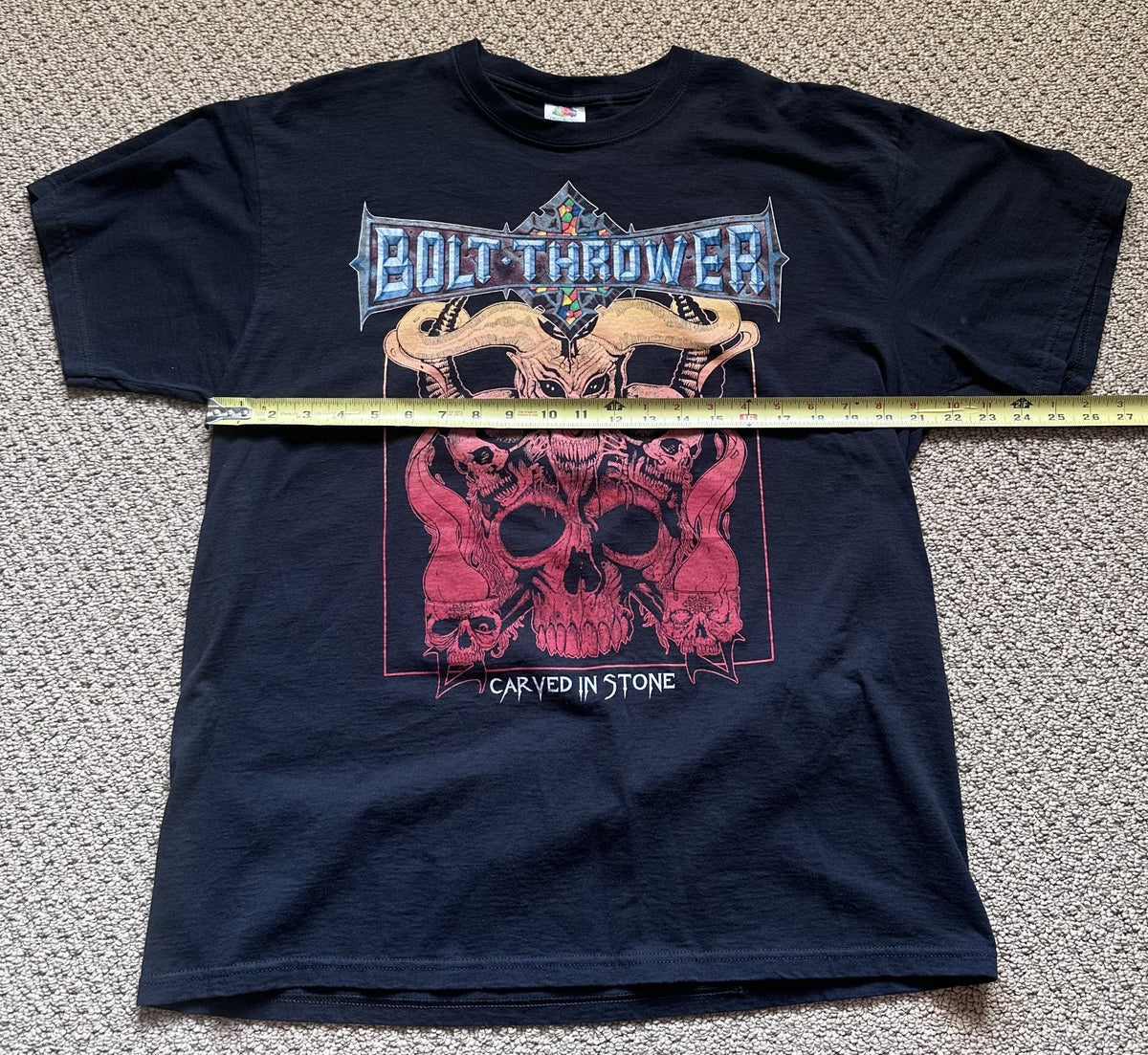 BOLT THROWER CARVED IN STONE T-SHIRT~2013 RETURN TO CHAOS TOUR~XL~BLACK~EXC COND