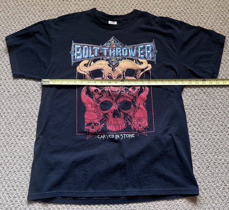 BOLT THROWER CARVED IN STONE T-SHIRT~2013 RETURN TO CHAOS TOUR~XL~BLACK~EXC COND