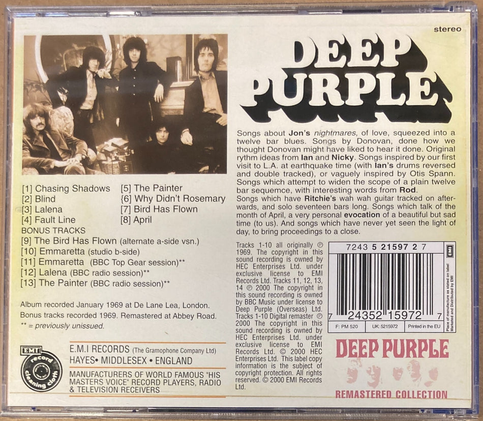 ORIGINAL DEEP PURPLE COLLECTION REMASTER CD~UK 2000~BLACKMORE~LORD~BBC LIVE TRX