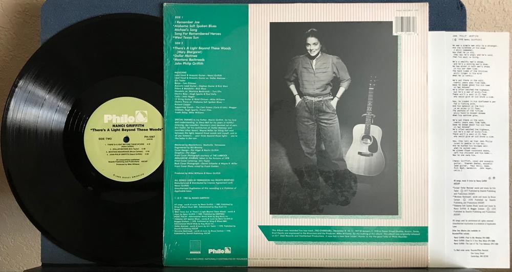 NANCI GRIFFITH THERES LIGHT BEYOND THESE WOODS~NM '86 PHILO QUIEX RE~SHRNK~INSRT