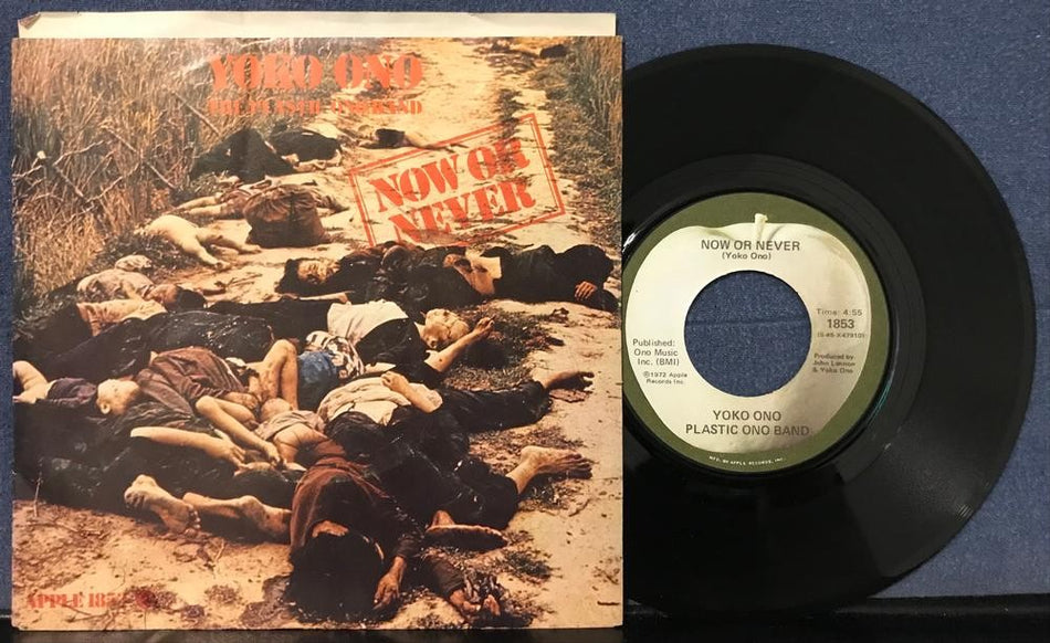 PLASTIC ONO BAND NOW OR NEVER~NM- 1973 APPLE 7-INCH PIC SLV SINGLE~YOKO~BEATLES