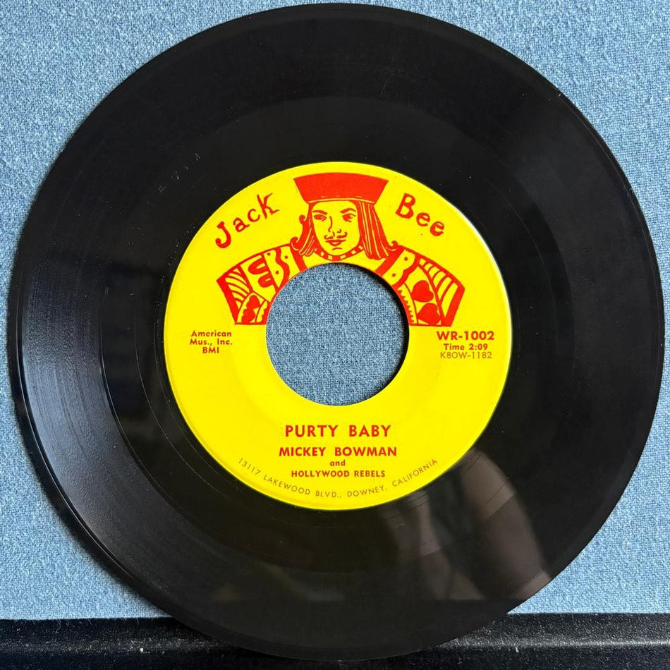 MICKEY BOWMAN~LITTLE SANDY / PURTY BABY~ORIG JACK BEE 7-INCH 45 SINGLE~ROCK~POP