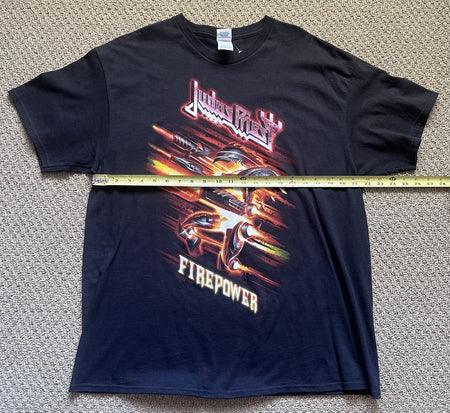 JUDAS PRIEST T-SHIRT~2018 TOUR~FIREPOWER~XL~DELTA~BLACK~EXC COND~METAL~RARE