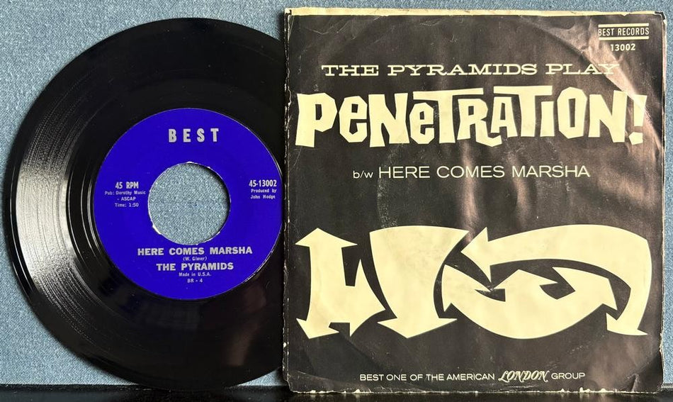 THE PYRAMIDS~PENETRATION / HERE COMES MARSHA~1963 BEST PIC SLEEVE 7-INCH 45~SURF