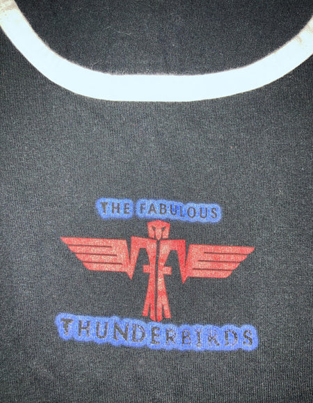 FABULOUS THUNDERBIRDS SLEEVELESS RINGER T-SHIRT TANK TOP~M~COPA BANANA~BLK~BLUES