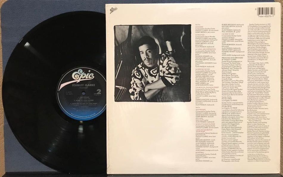STANLEY CLARKE HIDEAWAY~NM- ORIG 1986 EPIC FIRST PRESS LP~JAZZ FUSION~POP ROCK