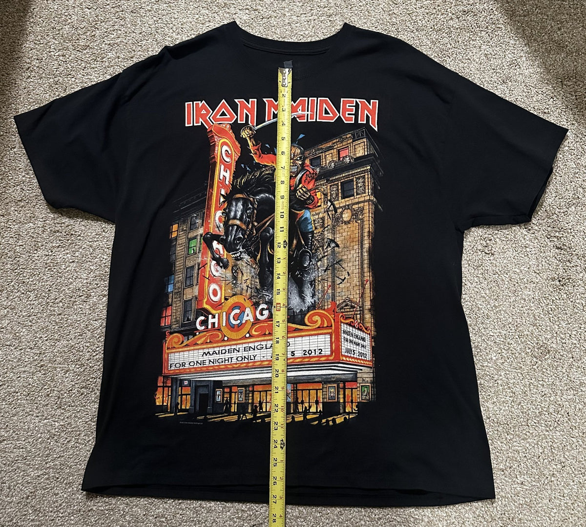 IRON MAIDEN CONCERT T-SHIRT~CHICAGO~2012 TOUR~XL~BLACK~ORIGINAL~RARE~VINTAGE