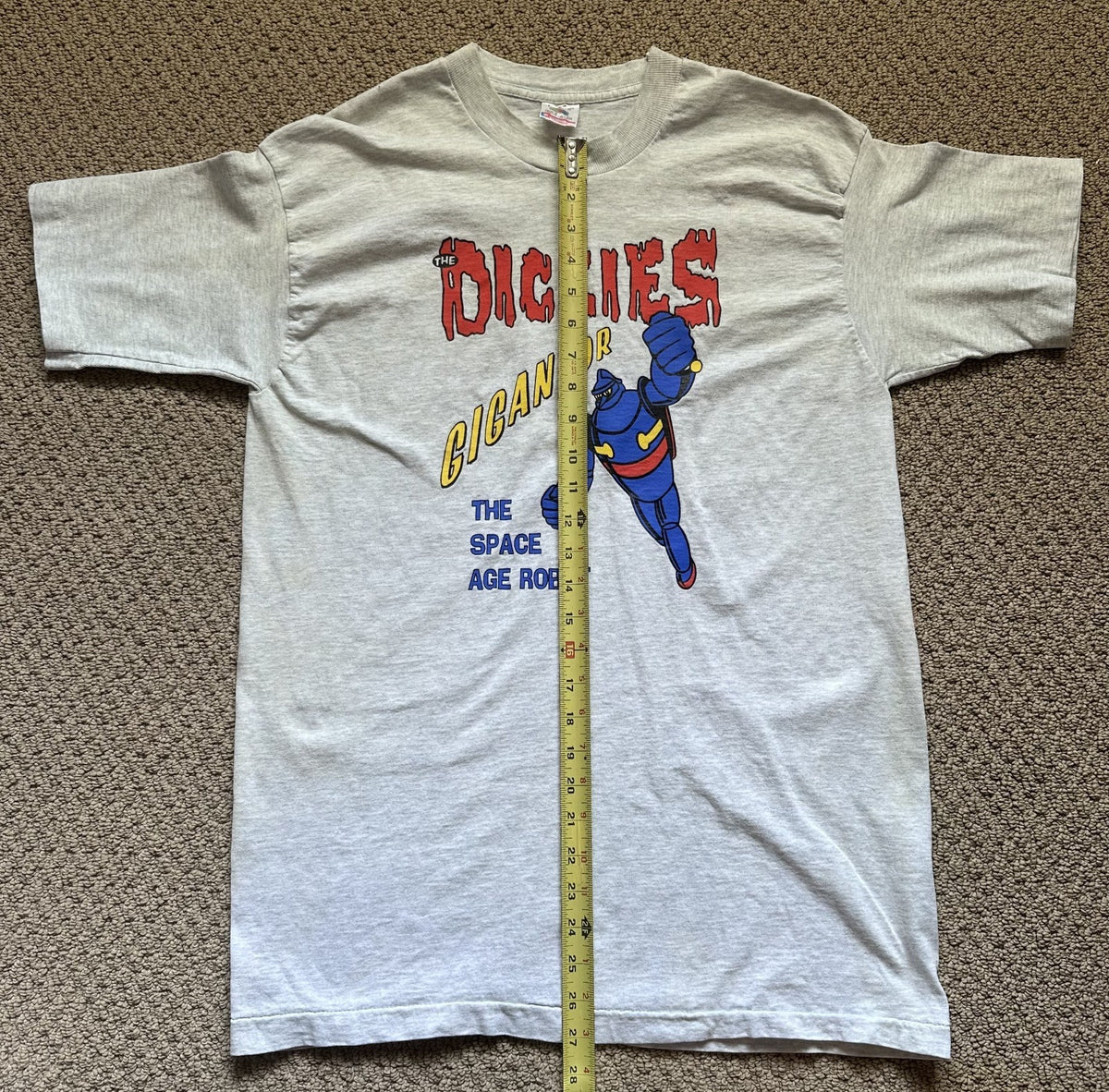 THE DICKIES T-SHIRT~1990s VINTAGE~GIGANTOR~THE SPACE AGE ROBOT~LG~GREY~VTG~RARE