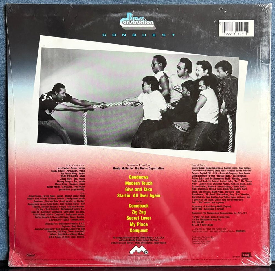 BRASS CONSTRUCTION CONQUEST~SEALED ORG 1985 CAPITOL LP w/HYPE STICKER~DISCO~FUNK
