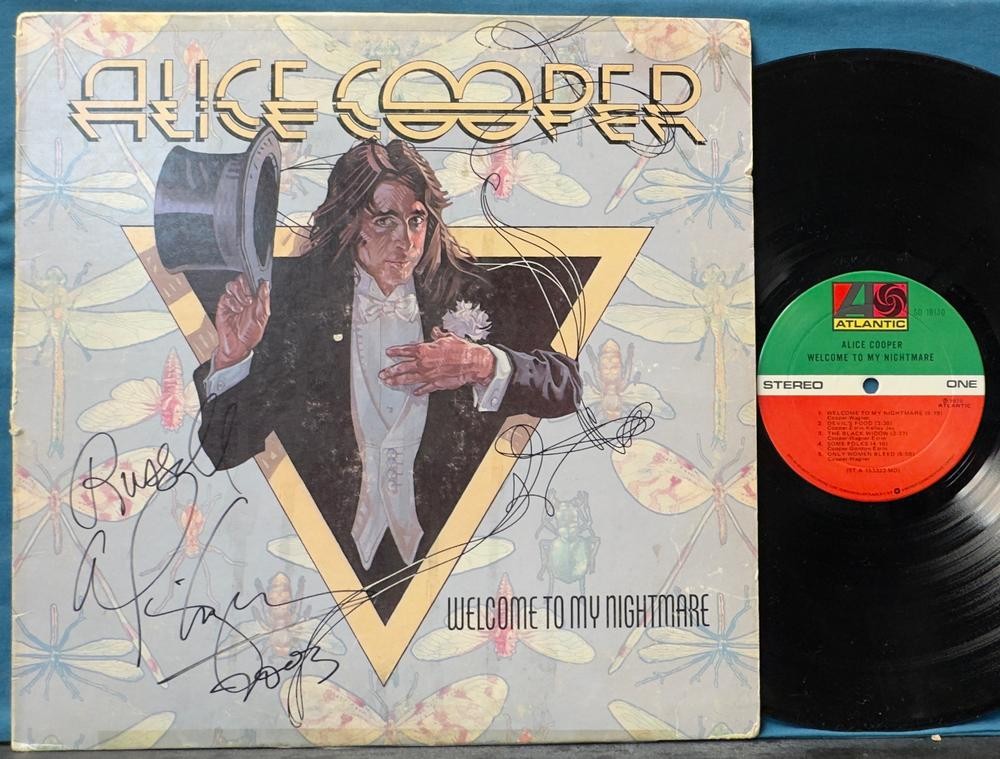 SIGNED ALICE COOPER WELCOME TO MY NIGHTMARE LP~AUTOGRAPHED ORIG 1975 LP~MONARCH