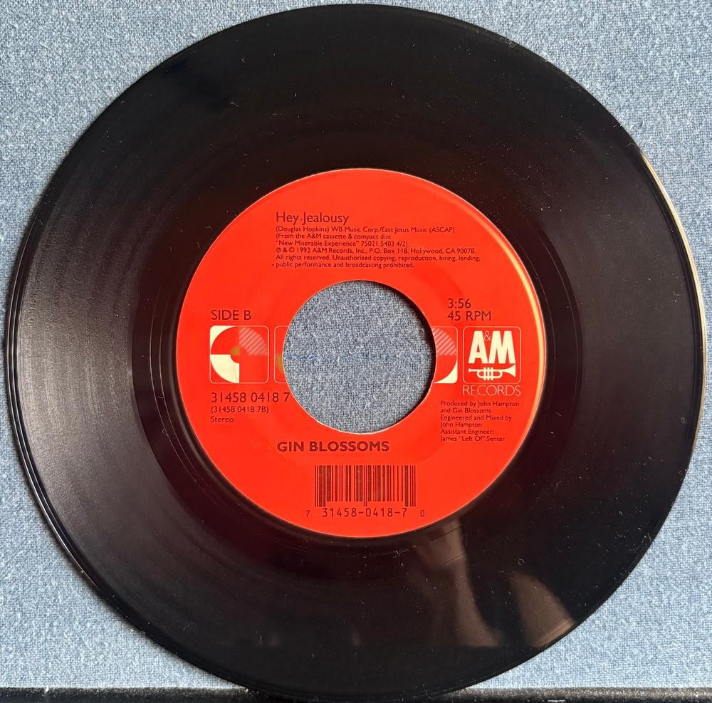 GIN BLOSSOMS~FOUND OUT ABOUT YOU / HEY JEALOUSY~NM- 1993 A+M 7-INCH 45 SNGL~ROCK