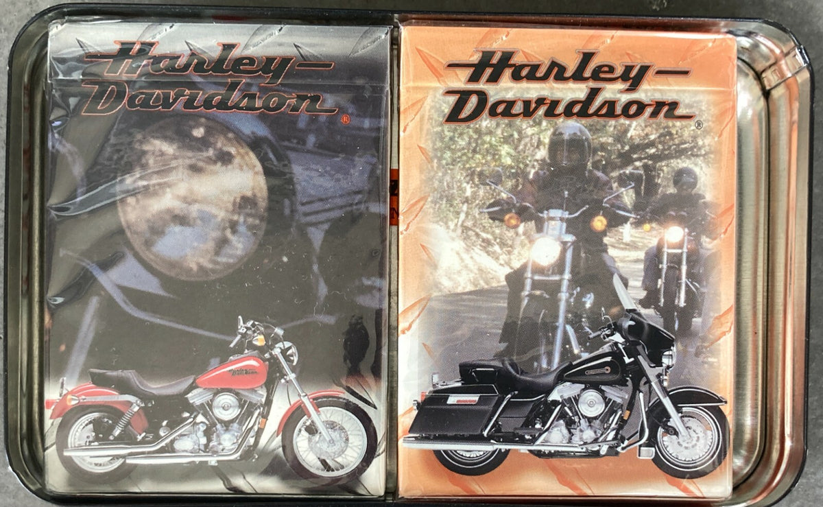1999 DYNA HARLEY DAVIDSON LIMITED EDITION TIN & 2 SEALED DECKS PLAYING CARDS 